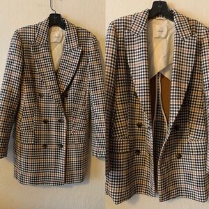 Wilfred Plaid Blazer - Black, White, Tan